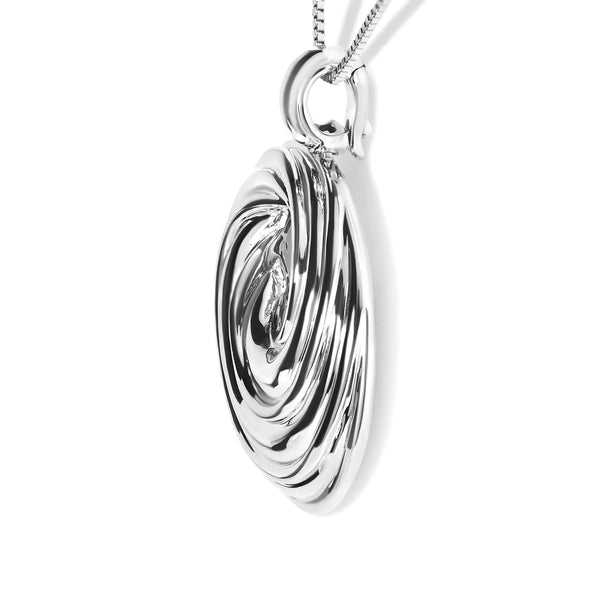 .925 Sterling Silver Endless Wave Swirl Statement Medallion 18