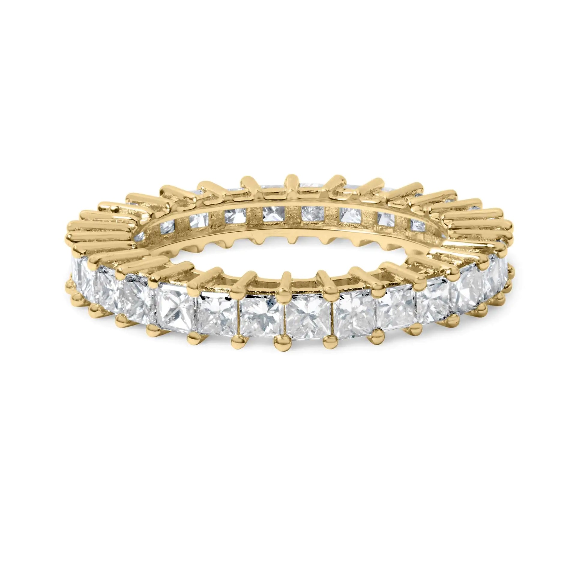 14K Yellow Gold 3.0 Cttw Shared Prong-Set Princess-cut Diamond Eternity Band Ring (H-I Color, SI1-SI2 Clarity)