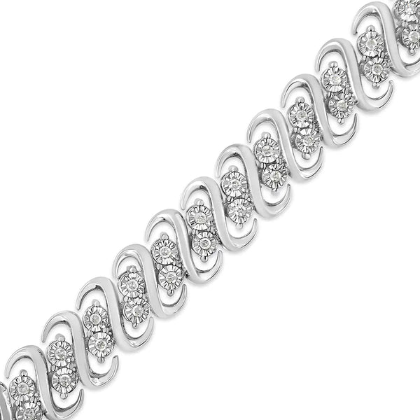 .925 Sterling 1/2 Cttw Diamond Double Row S-Link Bracelet (I-J Color, I2-I3 Clarity) - 7.25