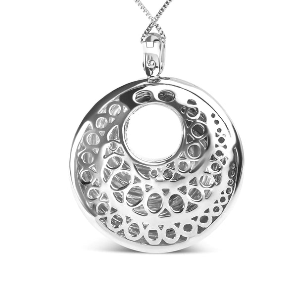 .925 Sterling Silver Endless Wave Swirl Statement Medallion 18