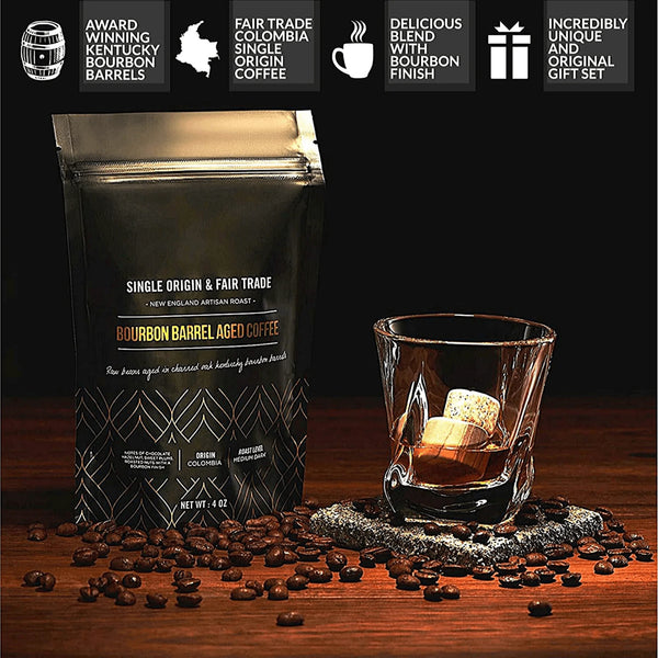 The Gourmet Gift Set - Whiskey Stones & Bourbon Barrel Aged Coffee