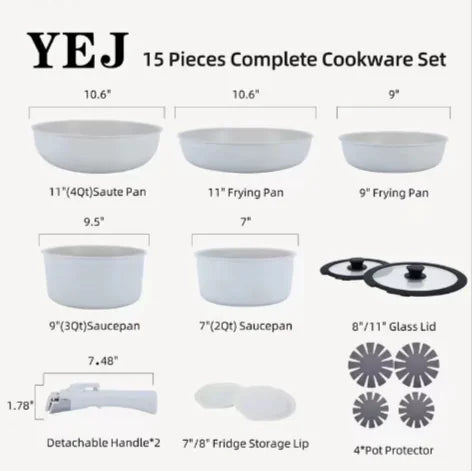 15-Piece Non-Stick Pan Set. Durable & versatile!