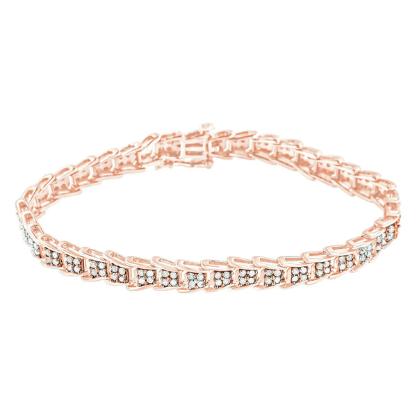 .925 Sterling Silver 2.0 Cttw Diamond Fan-Shaped Fancy Chevron Link Tennis Bracelet (I-J Color, I3 Clarity) - 7