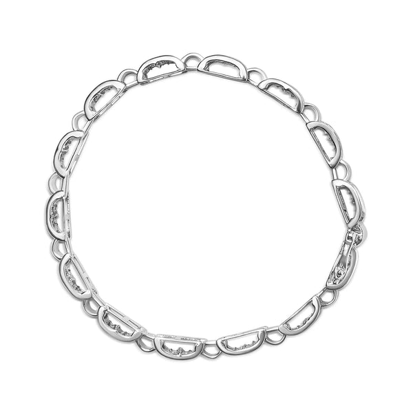 14K White Gold 2.00 Cttw Princess Diamond Invisible Set Link Bracelet (H-I Color, SI2-I1 Clarity) - 7