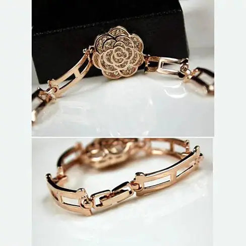 Forever 🌹 18kt Rose Crystal Bracelet In Rose Gold Polish