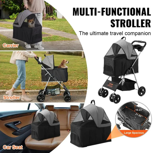 Four-wheeled Rotating Dog Stroller