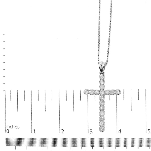 .925 Sterling Silver 1.0 Cttw Diamond Classic Cross 18