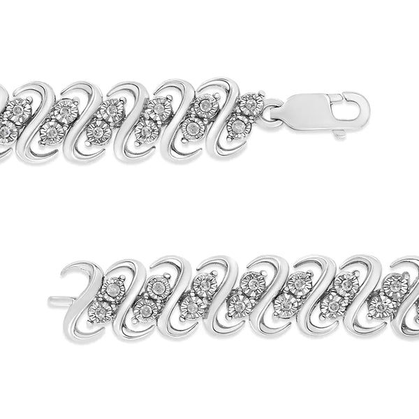 .925 Sterling 1/2 Cttw Diamond Double Row S-Link Bracelet (I-J Color, I2-I3 Clarity) - 7.25