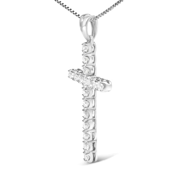 .925 Sterling Silver 1.0 Cttw Diamond Classic Cross 18