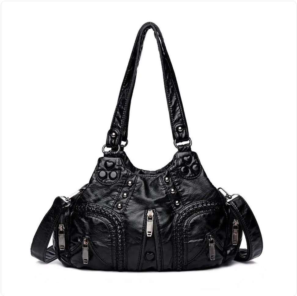 Washed Soft PU Leather Shoulder Bag