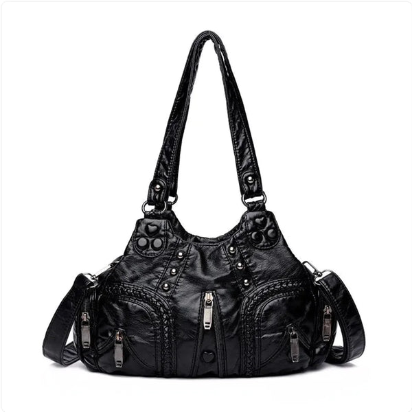 Washed Soft PU Leather Shoulder Bag