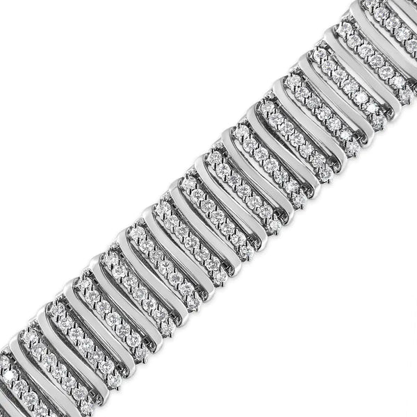 .925 Sterling Silver 8 1/2 Cttw Diamond 7 Row Chevron 