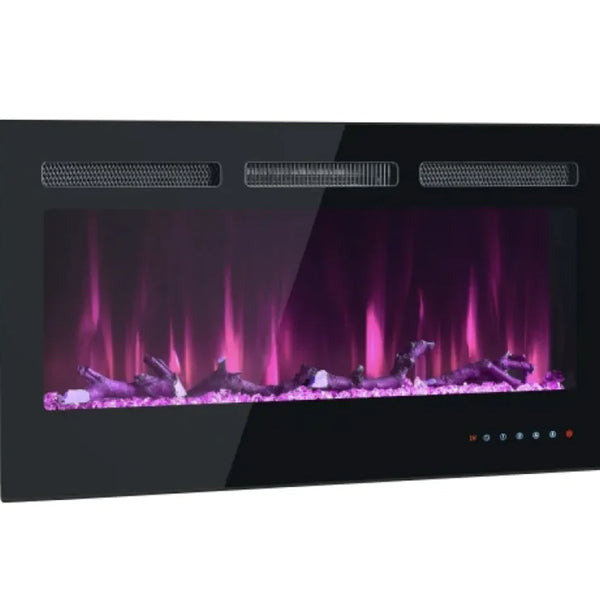 Wall-Mounted & Built-In Glass Electric Fireplace