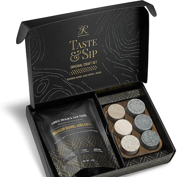 The Gourmet Gift Set - Whiskey Stones & Bourbon Barrel Aged Coffee