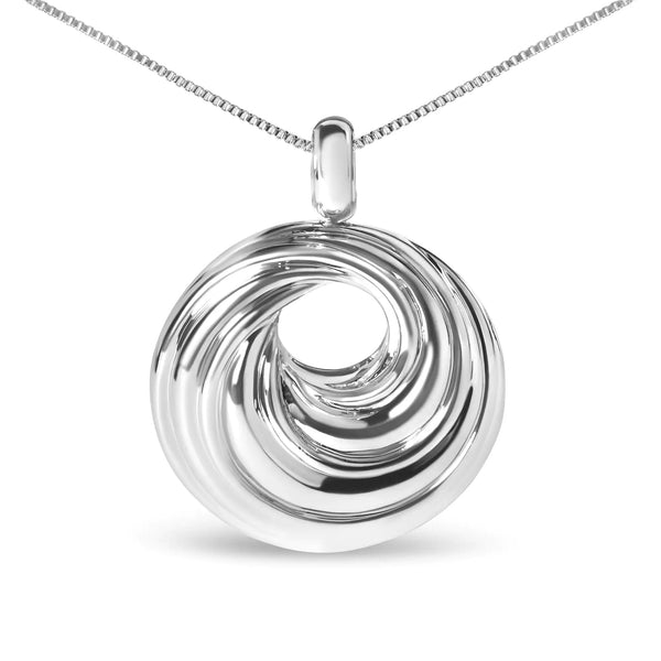 .925 Sterling Silver Endless Wave Swirl Statement Medallion 18