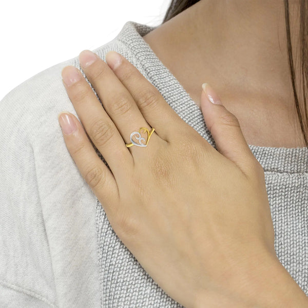 10K Two-Tone Gold Heart Ring