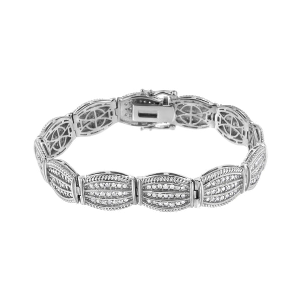 .925 Sterling Silver 3.0 Cttw Prong Set Diamond Art Deco Style Tennis Bracelet (I-J Color, I2-I3 Clarity) - 7.25