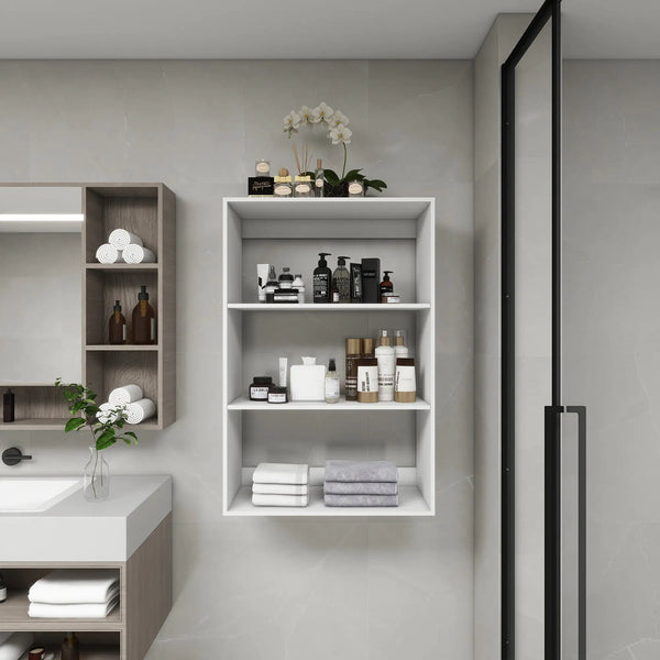 B4 Bathroom closet shelves Wood Modular Closet System Wall Mounted Shelves Walk in Clothes Storage Cabinet Shelving Built in Closet Organizer for Bedroom White 31.49''W x 16.04''D x 47.24''H