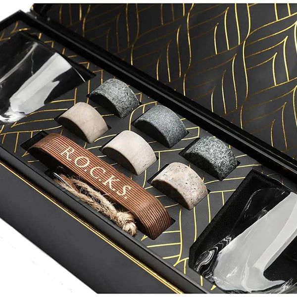 The Connoisseur's Set - Whiskey Stones & Twist Glass Edition