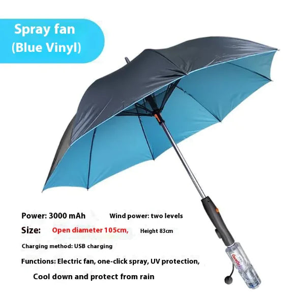 Cooling Spray Sun Umbrella With Fan And Sprinkler