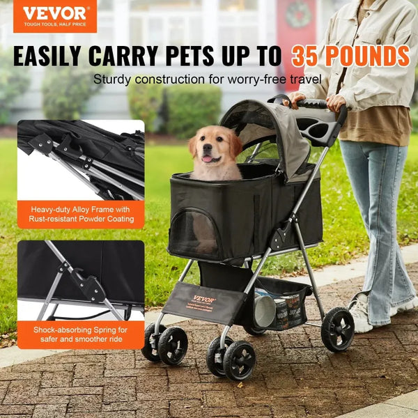 Four-wheeled Rotating Dog Stroller