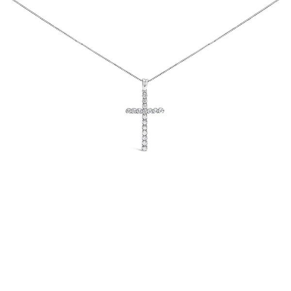 .925 Sterling Silver 1.0 Cttw Diamond Classic Cross 18