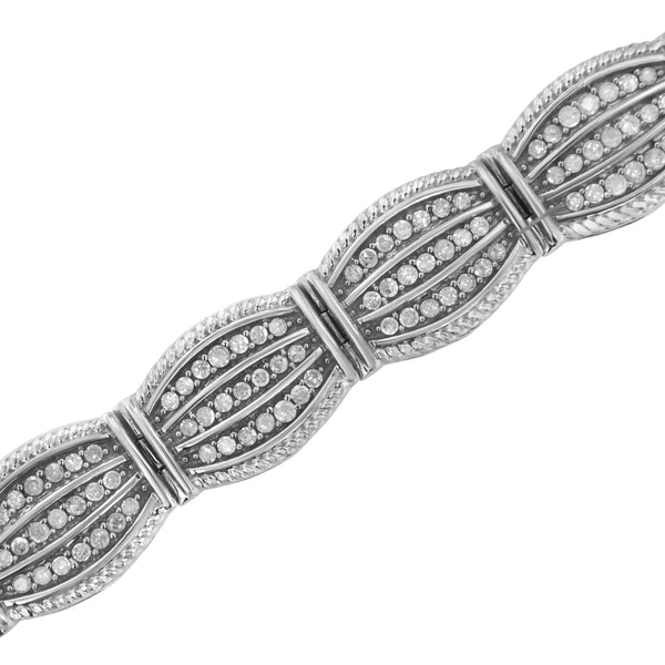 .925 Sterling Silver 3.0 Cttw Prong Set Diamond Art Deco Style Tennis Bracelet (I-J Color, I2-I3 Clarity) - 7.25