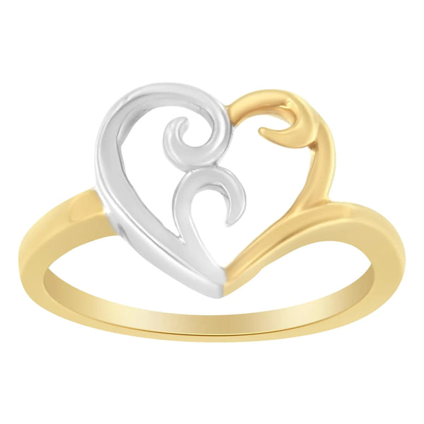 10K Two-Tone Gold Heart Ring