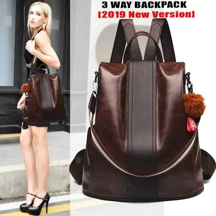 Womens Travel Leather Backpack