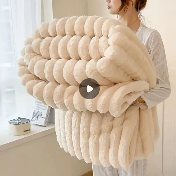 Luxurious Faux Rabbit Fur Throw Blanket