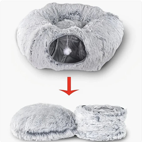 Foldable Plush Winter Cat Tunnel & Nest