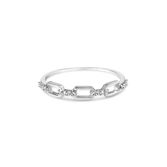 .925 Sterling Silver Diamond Accent Paperclip Band Ring (I-J Color, I2-I3 Clarity)