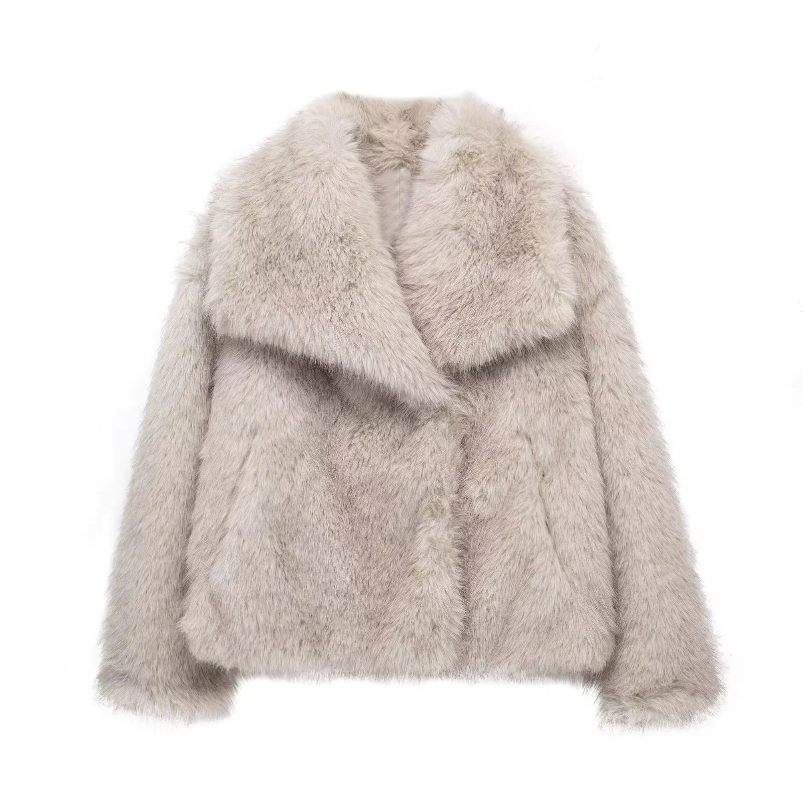 Women's Faux Fox Fur Coat: Luxe Furry Jacket for Autumn and Winter