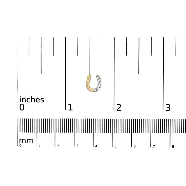 14K Yellow Gold 1/10 Cttw Diamond and Braided Horseshoe Stud Earrings (I-J Color, I1-I2 Clarity)