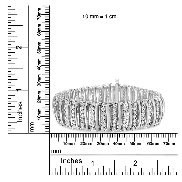 .925 Sterling Silver 8 1/2 Cttw Diamond 7 Row Chevron 